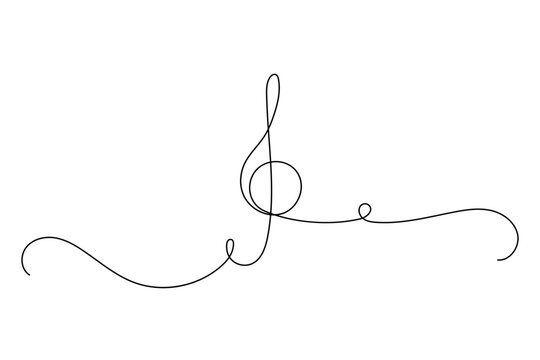 recommend clip art: One line Treble clef. Outline continuous vector sketch. Symbol of musical classic concert.
