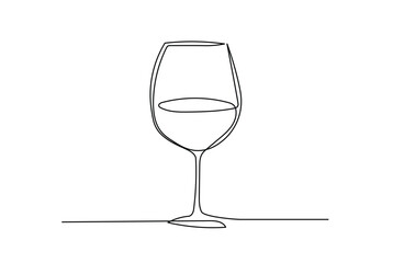 Continuous one line drawing of glasses of red wine. Minimalist linear concept of celebrate and cheering. Editable stroke Vector illustration