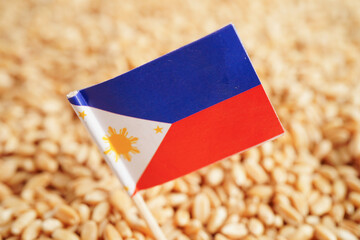 Philippines flag on grain wheat, trade export and economy concept.