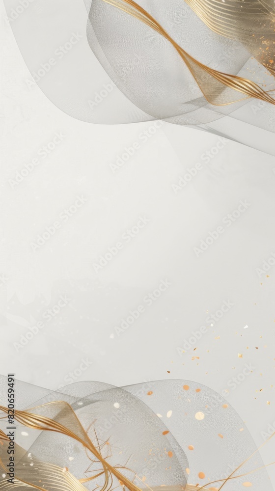 Poster a white background adorned with luxurious gold swirls and abstract patterns
