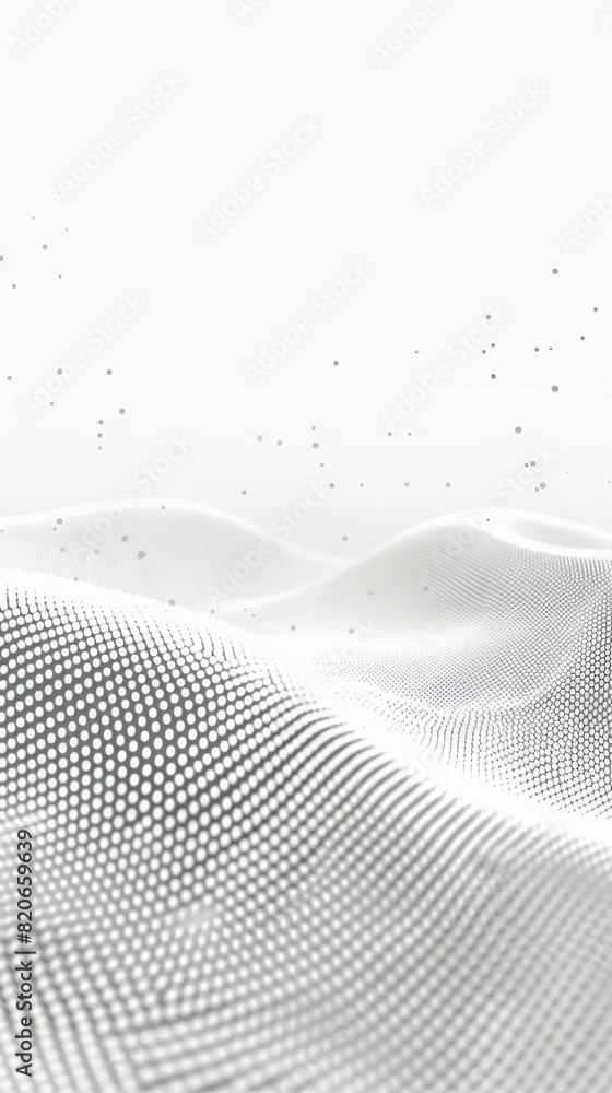 Poster a white background with a fluid, wavy pattern smoothly moving across the space