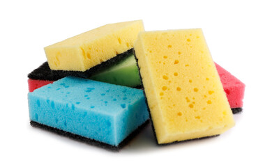 Sponge for washing dishes . Set of multi-colored household sponge.