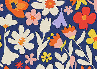 modern abstract art of tropical season flowers with vivid and vibrant colorful in flat art design background