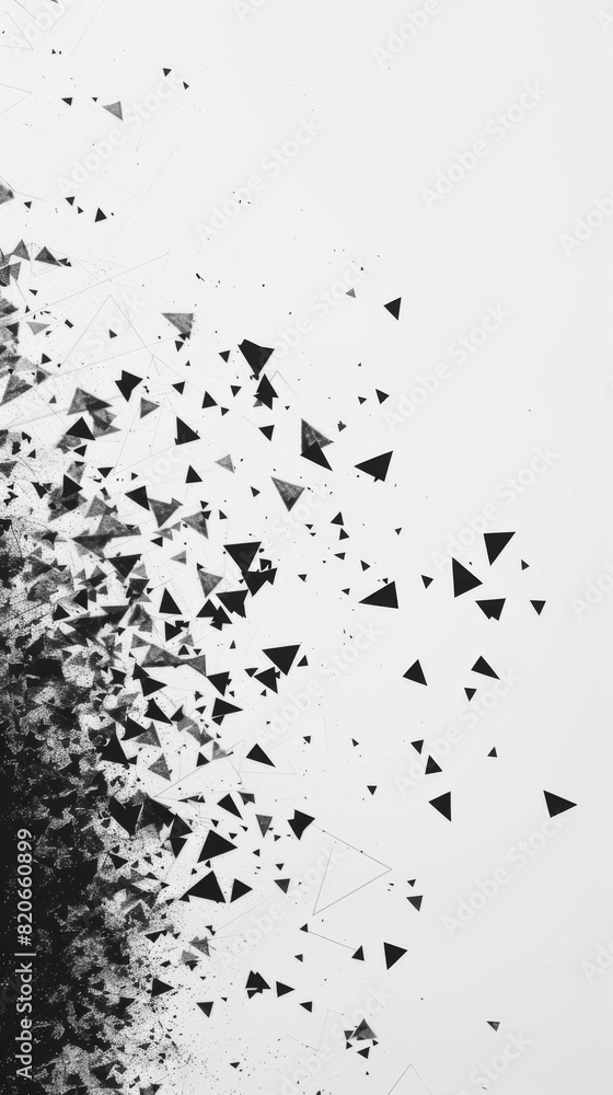 Poster group of black and white triangles creating an abstract and artistic composition