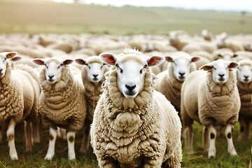 Fototapeta premium Livestock farm, flock of sheep