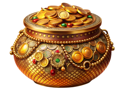 Indian festival Dhanteras and Diwali worship background with Goddess Lakshmi Laxmi golden coins stockillustration