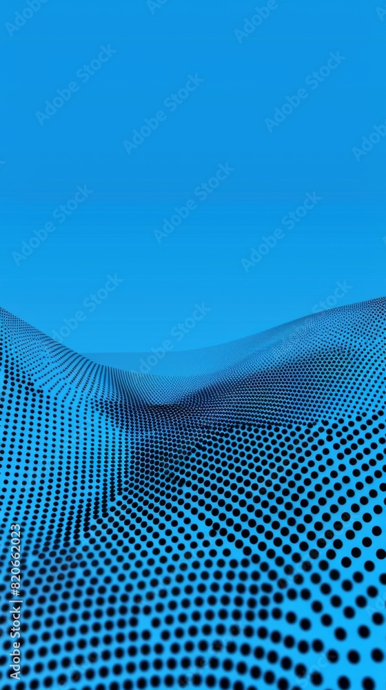 Poster blue background adorned with a flowing wavy pattern