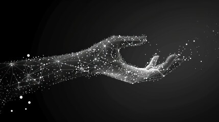 Fototapeta premium Hand united together form lines, triangles and particle style design AI generated