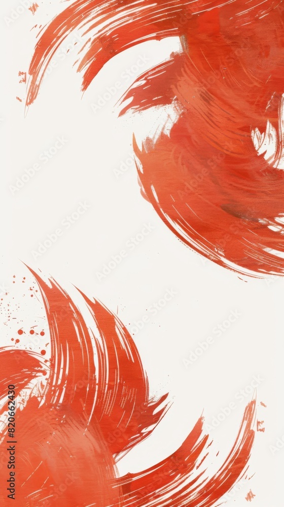 Poster dynamic red brush strokes create movement on a neutral backdrop