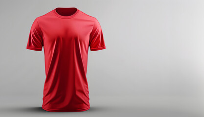 Red Performance T-Shirt Displayed Against A Gray Background, Mocup