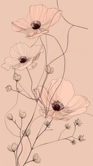 Naklejka premium Three flowers in full bloom against a soft pink backdrop