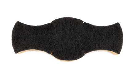 Beautifully arranged curly sponges for washing dishes isolated on a white background. Household cleaning sponge.