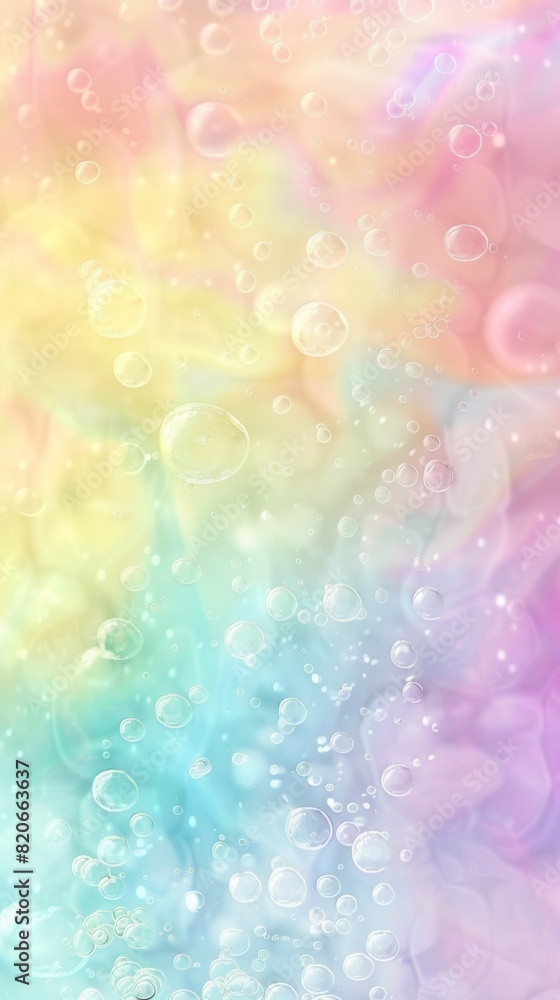 Poster a colorful rainbow background filled with floating bubbles of various sizes