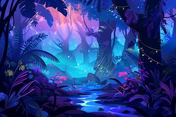 Obraz premium fairy painting jungle background scene