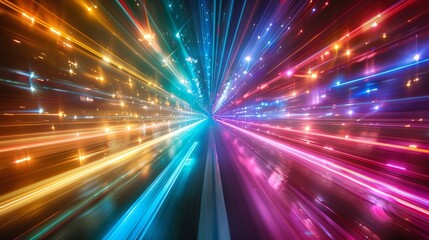 Abstract burst of vibrant light beams