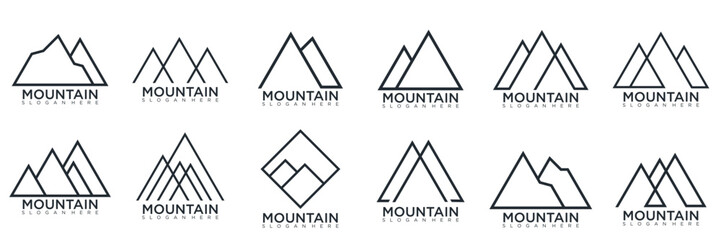 mountain logo design, collection template with luxury concept, icons, emblem, background