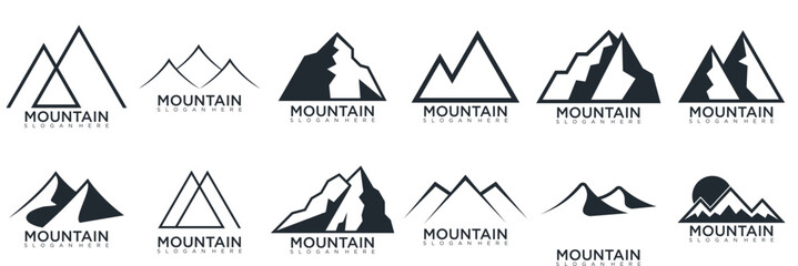 mountain logo design, collection template with luxury concept, icons, emblem, background