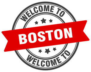 Welcome to Boston stamp. Boston round sign