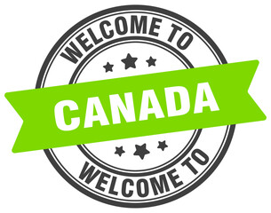 Welcome to Canada stamp. Canada round sign