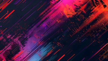 glitch texture background with neon colors and grainy noise effects. Abstract digital template design for banners, posters or covers