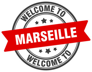 Welcome to Marseille stamp. Marseille round sign