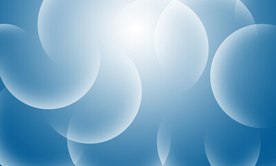 Bubbles, circles, liquid, floating on blue background with gradient and copy space.