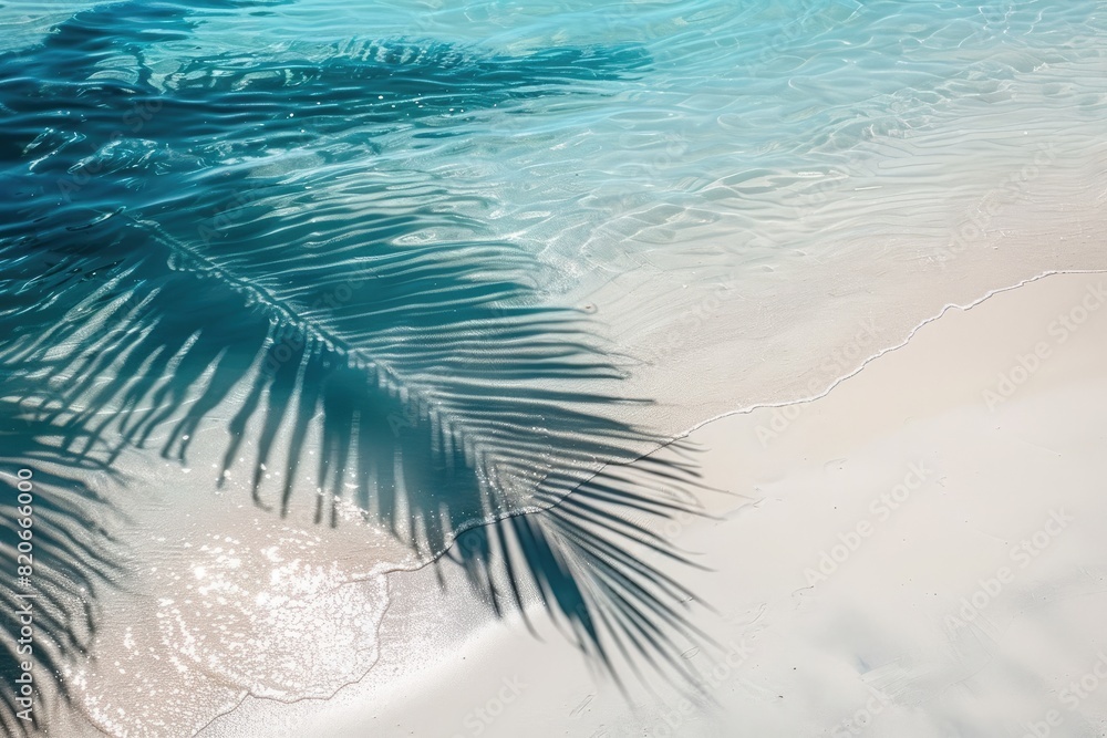 Aufkleber a palm tree is reflected in the water, creating a beautiful and serene scene. concept of calm and re