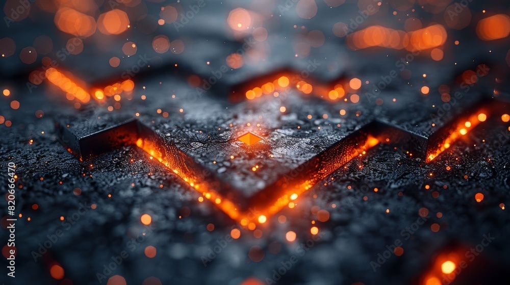 Poster abstract background created by orange arrows symbol lined up neatly to form a beautiful pattern. sym