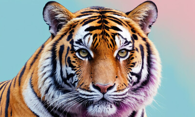 Fototapeta premium Fantasy Illustration of a wild animal tiger. Digital art style wallpaper background.