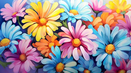 Close-up illustration of bright daisies