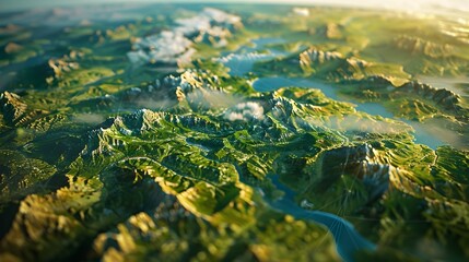 Captivating Geospatial Landscape Visualization:A Detailed,Dynamic 3D Rendition of an Expansive Terrain Map