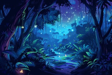 Obraz premium fairy painting jungle background scene