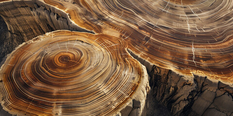 Detailed CrossSection of a Tree Log Showing Growth Rings and Patterns