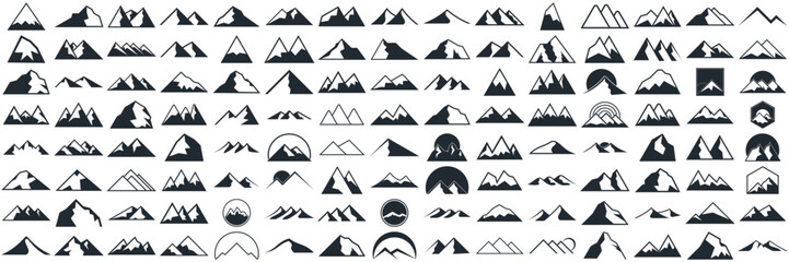 mountain logo design, collection template with luxury concept, icons, emblem, background