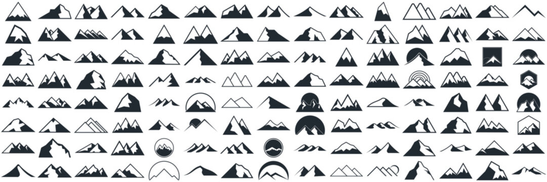 mountain logo design, collection template with luxury concept, icons, emblem, background