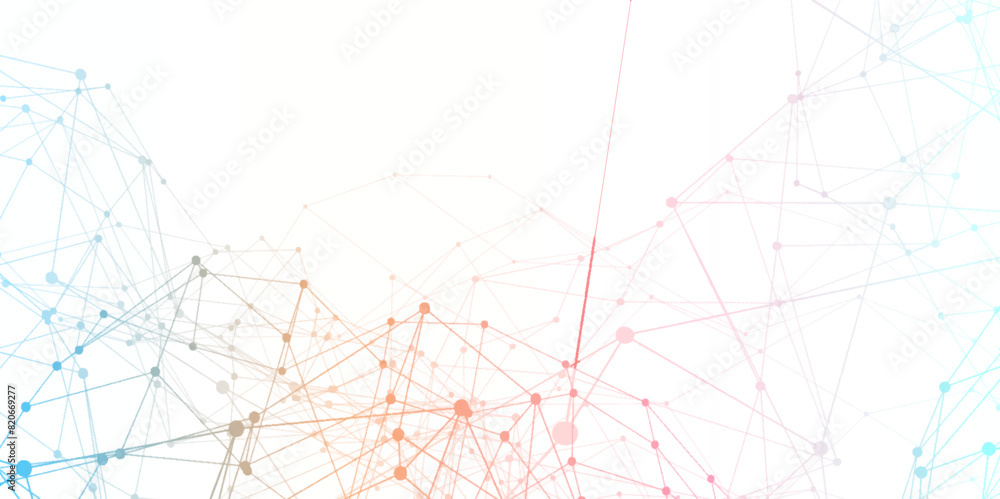 Aufkleber Abstract digital background of points and lines. abstract technology Network nodes with polygonal shapes colorful Vector background. Modern technology concept network connects, data structure design.