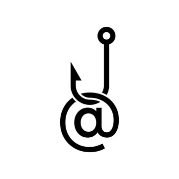 recommend clip art: Fishing hook with email line icon isolated on white background.