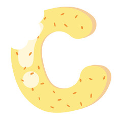 Letter C Bitten Donut