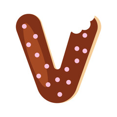 Letter V Bitten Donut