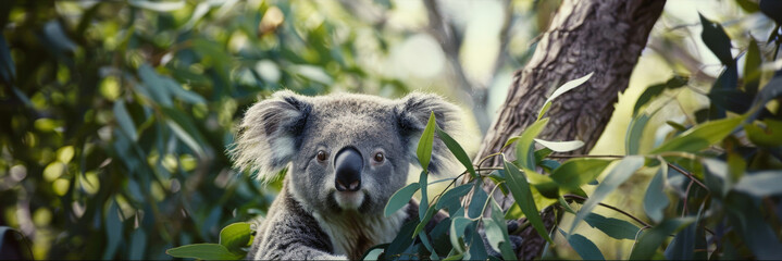 Fototapeta premium A koala is sitting on a tree branch