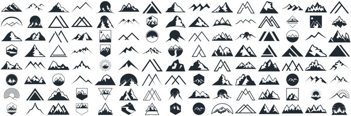  mountain logo design, collection template with luxury concept, icons, emblem, background