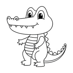 Cute crocodile cartoon coloring page illustration vector. For kids coloring book