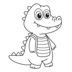 Cute crocodile cartoon coloring page illustration vector. For kids coloring book