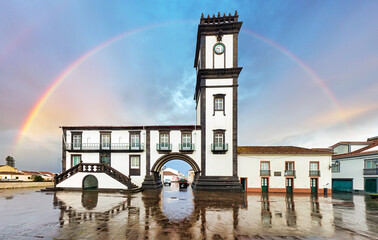 Rainbow over Azores - The town of Ribeira Grande, São Miguel Island,  Portugal