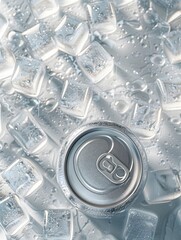 Obraz premium Metal Beverage Can on Ice with Water Droplets