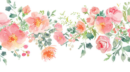 Watercolor flower border for wedding birthday card background