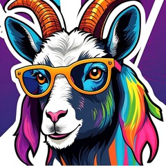 Fototapeta premium goat with sunglasses illustrations
