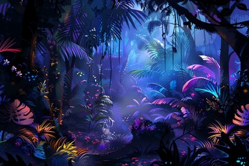 Obraz premium fairy painting jungle background scene