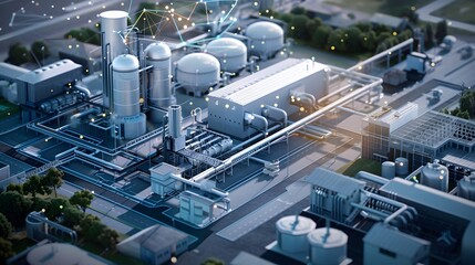 A dramatic view of an Environmental Health and Safety Specialist overseeing a seamless integration of safety measures in an Industry 5.0 smart factory. 3D, Printing, Illustrat, AI.