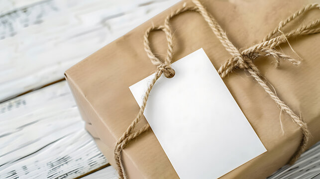 a box with a tag 